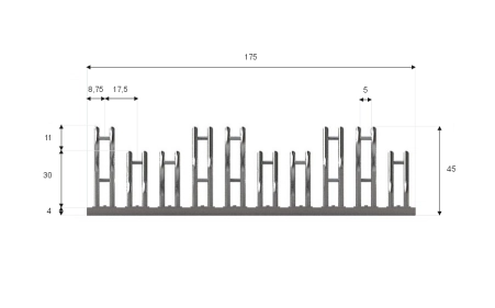 Wymiary stojaka rowerowego SR-10.505DW. Widok z przodu.