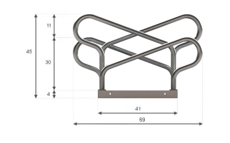 Wymiary stojaka rowerowego SR-10.505DW. Widok z boku.