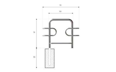 Wymiary stojaka rowerowego SR-2.1. Widok z przodu.