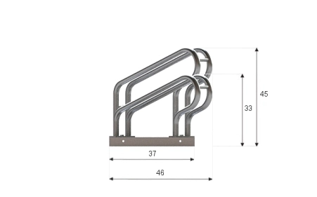 Wymiary stojaka rowerowego SR-3.505UP. Widok z boku.