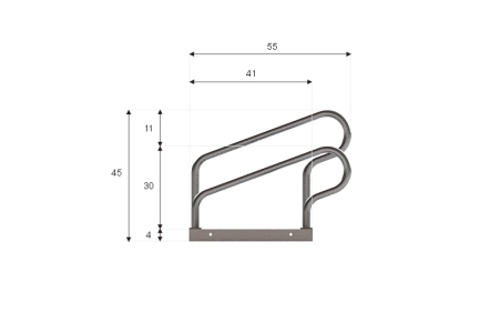 Wymiary stojaka rowerowego SR-5.505. Widok z boku.