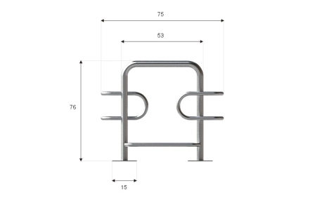 Wymiary stojaka rowerowego SR-2. Widok z przodu.