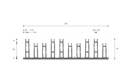 Wymiary stojaka rowerowego SR-10.303DW. Widok z przodu.