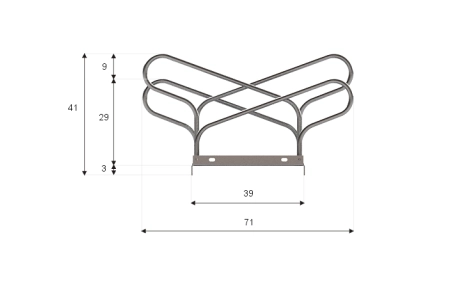 Wymiary stojaka rowerowego SR-10.303DW. Widok z boku.