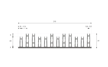 Wymiary stojaka rowerowego SR-12.303DW. Widok z przodu.