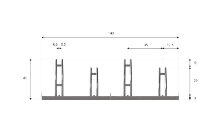 Wymiary stojaka rowerowego SR-4.303. Widok z przodu.