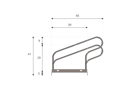 Wymiary stojaka rowerowego SR-5.303. Widok z boku.