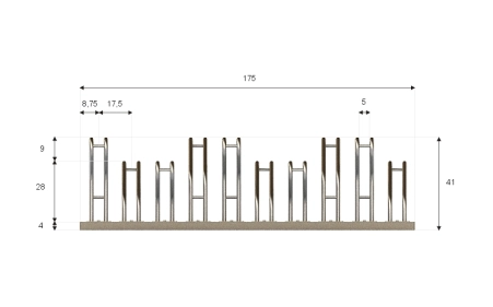 Wymiary stojaka rowerowego SR-10.909DW. Widok z przodu.