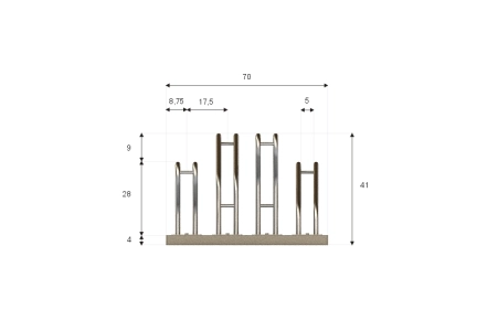 Wymiary stojaka rowerowego SR-4.909DW. Widok z przodu.