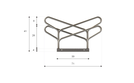 Wymiary stojaka rowerowego SR-4.909DW. Widok z boku