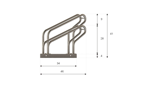 Wymiary stojaka rowerowego SR-5.909UL. Widok z boku.