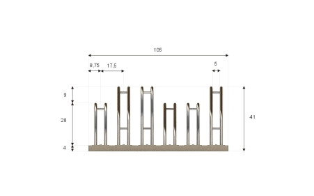 Wymiary stojaka rowerowego SR-6.909DW. Widok z przodu.