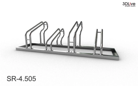 Stojak na 4 rowery, model SR-4.505(WN) - Wysoki z lewej, Niski z prawej.