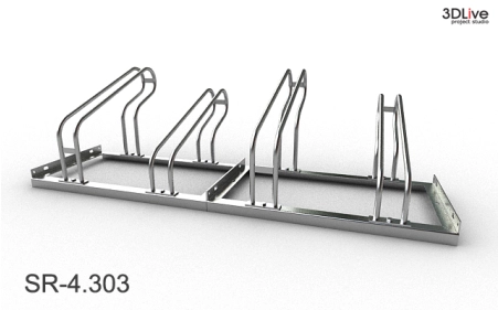 Stojak na 4 rowery, model SR-4.303(WN) - Wysoki z lewej, Niski z prawej.