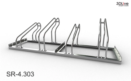 Stojak na 4 rowery, model SR-4.303(NW) - Niski z lewej, Wysoki z prawej.