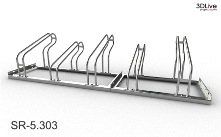 Stojak na 5 rowerów, model SR-5.303(WW) - Wysoki z lewej, Wysoki z prawej.