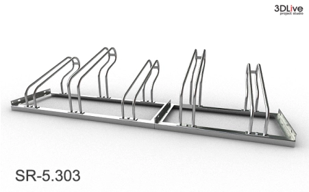 Stojak na 5 rowerów, model SR-5.303(NN) - Niski z lewej, Niski z prawej.