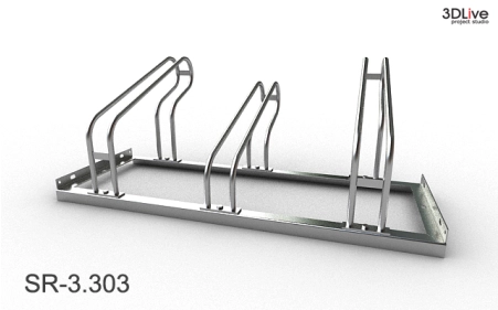 Stojak na 3 rowery, model SR-3.303(WW) - Wysoki z lewej, Wysoki z prawej.