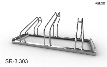 Stojak na 3 rowery, model SR-3.303(NN) - Niski z lewej, Niski z prawej.