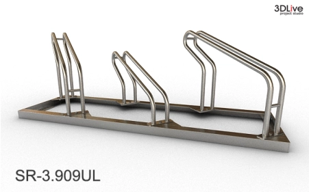 Stojak na 3 rowery, model SR-3.909UL(WW) - Wysoki z lewej, Wysoki z prawej.