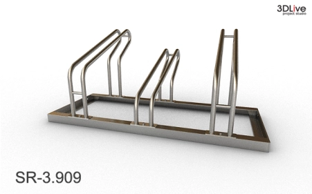 Stojak na 3 rowery, model SR-3.909(WW) - Wysoki z lewej, Wysoki z prawej.