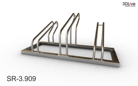 Stojak na 3 rowery, model SR-3.909(NN) - Niski z lewej, Niski z prawej.