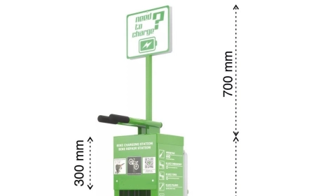 Stacja ładowania i naprawy rowerów SŁNR-1.1.07 Lion Box stal ocynkowana galwanicznie malowana proszkowo RAL