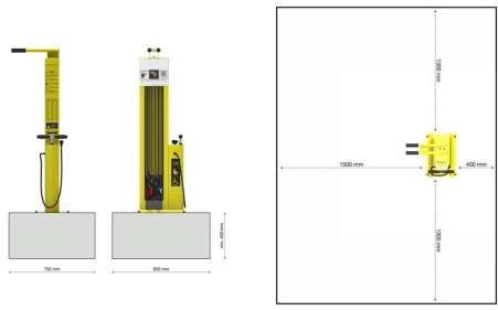 Stacja ładowania i naprawy rowerów SŁNR-1.1.08, 4 gniazda Schuko 250V, stal ocynkowana galwanicznie malowana proszkowo RAL
