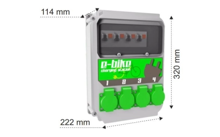 Stacja/moduł e-bike do ładowania rowerów SMŁR-62.040, 4 gniazda Schuko 250V, opcja stojaka
