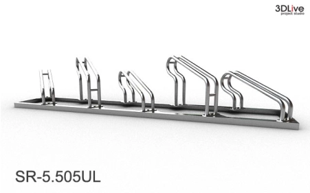 Stojak na 5 rowerów, model SR-5.505UL(NN) - Niski z lewej, Niski z prawej.