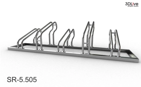 Stojak na 5 rowerów, model SR-5.505(NN) - Niski z lewej, Niski z prawej.
