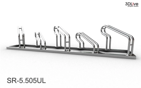 Stojak na 5 rowerów, model SR-5.505UL(WW) - Wysoki z lewej, Wysoki z prawej.
