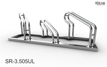 Stojak na 3 rowery, model SR-3.505UL(WW) - Wysoki z lewej, Wysoki z prawej.