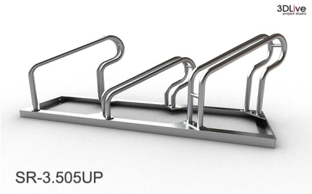 Stojak na 3 rowery, model SR-3.505UP(WW) - Wysoki z lewej, Wysoki z prawej.
